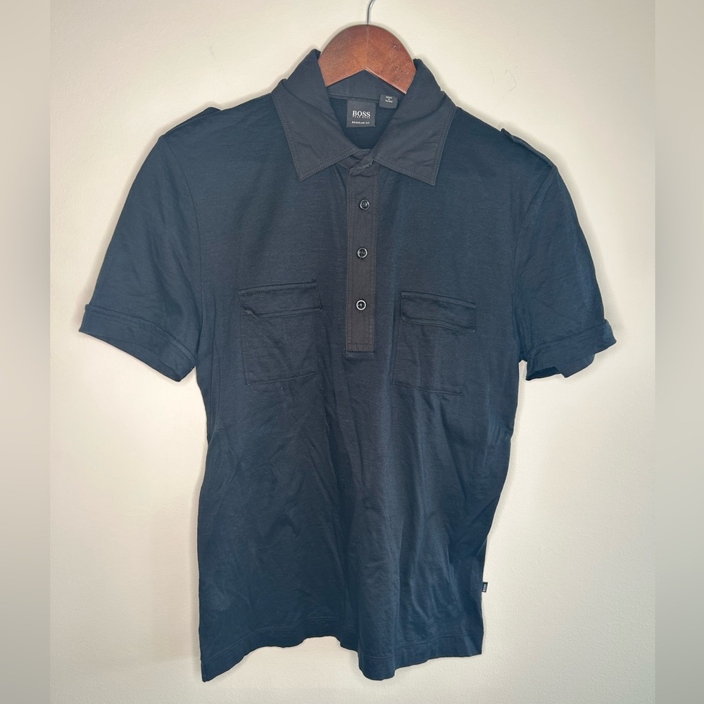 Men’s Size Small Black Hugo Boss 100% Cotton Polo